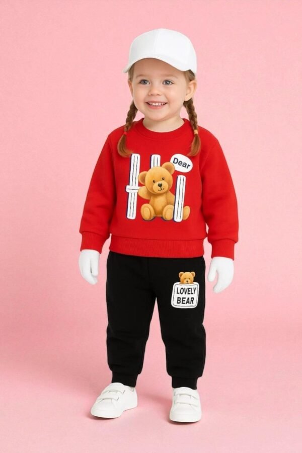 KicoWear Lovely Bear Fleece Winter Sweatshirt & Pant Set for Unisex