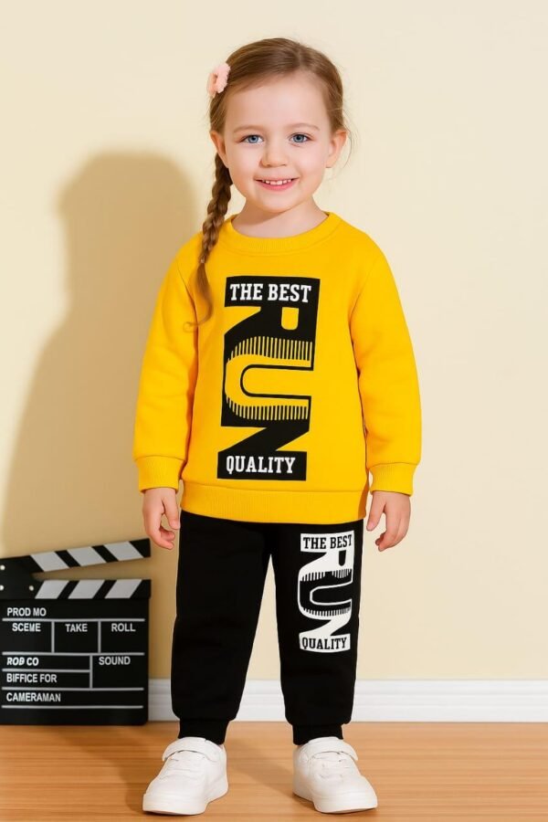 KicoWear Premium Fleece Tracksuit for Kids (Unisex) – Mustard & Black | The Best Run Quality