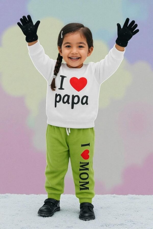 KicoWear Unisex “I ❤️ Papa” Baby Fleece Winter Set – Sweatshirt & Jogger (Fleece 260 GSM)