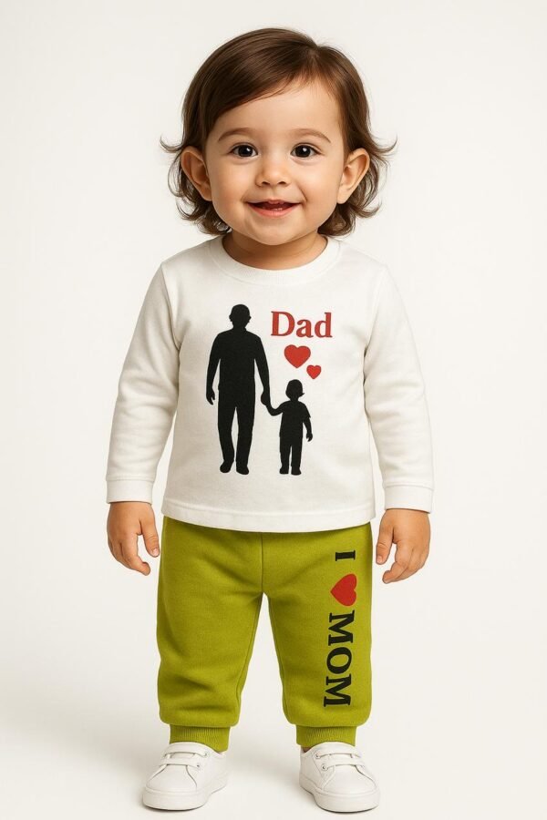 KicoWear Unisex “Dad & Me” Shadow Print Baby Outfit – Airzed 190 GSM Soft Cotton Set