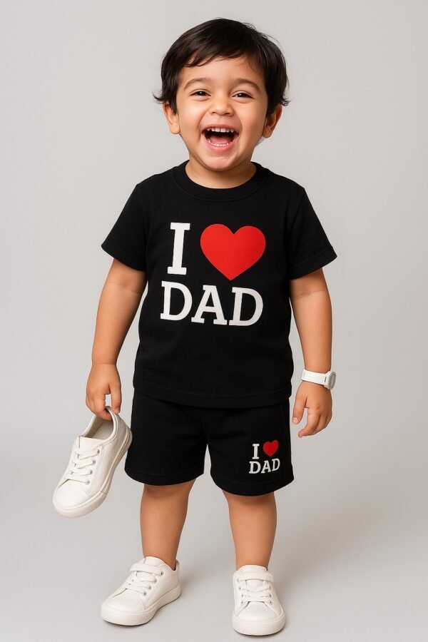 KicoWear Unisex “I ❤️ Dad” Baby & Kids Shorts Set – Airzed 190 GSM Soft Fabric