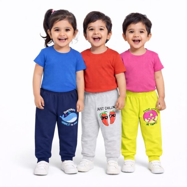 KicoWear Unisex PC Fabric Pajami Set – Navy, Grey & Lime | Soft & Comfortable Wear