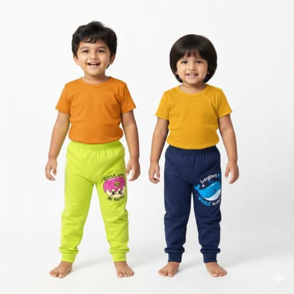 KicoWear Unisex PC Fabric Pajami Combo – Navy & Lime