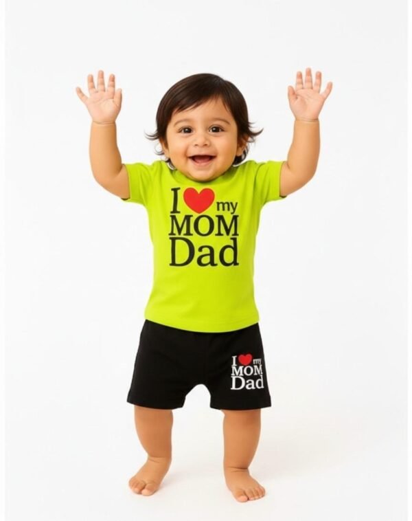 KicoWear Unisex “I Love My Mom Dad” Green Nicker Suit – Airzed 190 GSM