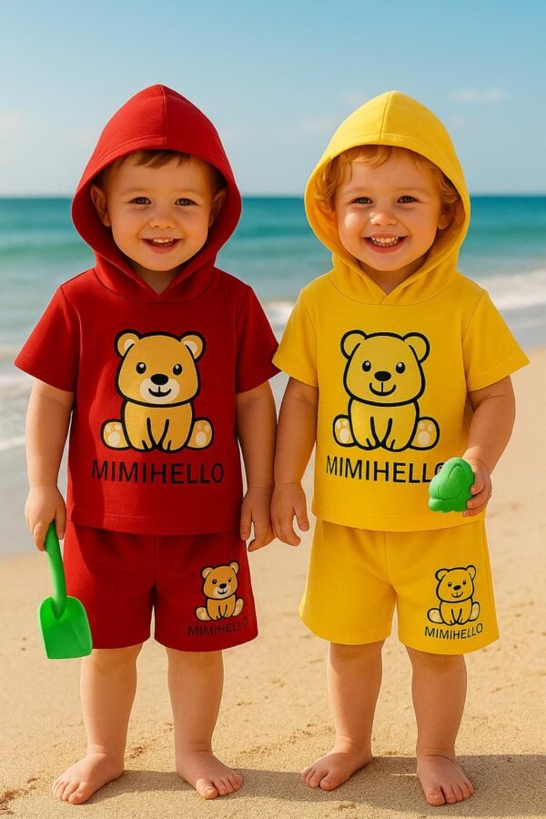 KicoWear Unisex Mimihello Cap Nicker Suit Combo – Red & Yellow Airzed Hosiery Cotton Outfit