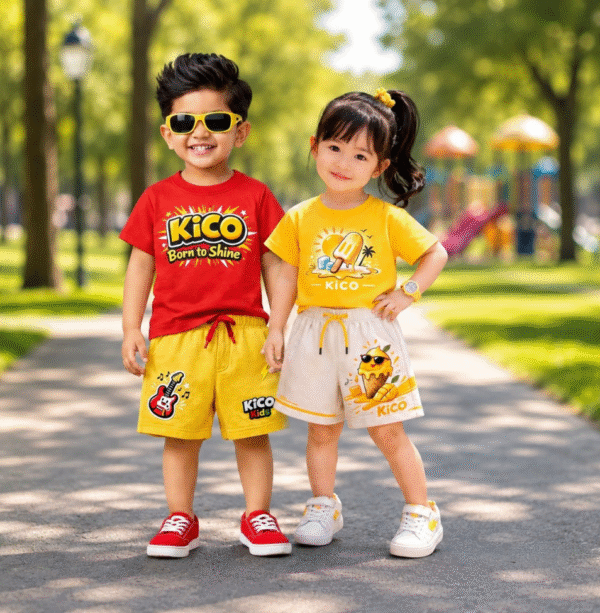 KicoWear Unisex Kids Summer Co-Ord Set – Premium T-Shirt & Shorts Outfit