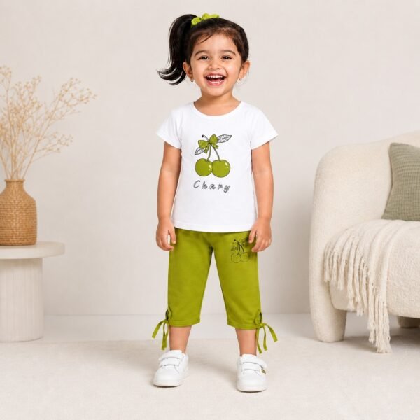 KicoWear Girls Cherry Print Co-Ord Set – Premium Kids Outfit