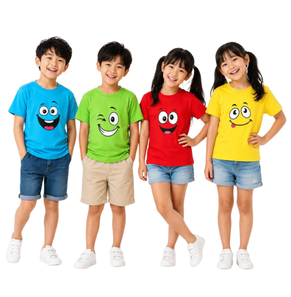 KicoWear Emoji Cotton T-Shirts – Stylish Unisex Tees for Kids